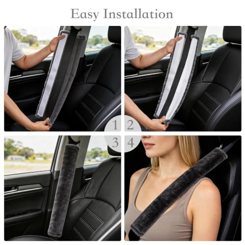 Amooca 25.6in Extra Long Furry Universal Car Seatbelt Cover Shoulder Pad - color: Dark Gray, size: 25.6in 1pack