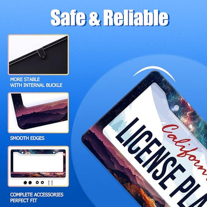 Galaxy Mountain License Plate Frame Stainless Steel Car Accessory 6x12 Inch - color: Galaxy and Mountains