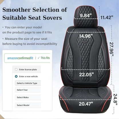 Coverado Seat Covers, Car Seat Covers Front Seats, Black Car Seat Cover, Waterproof Automotive Seat Covers, Seat Cushion, Front Car Seat Covers Leatherette Car Seat Protector Universal Fit Most Cars - color: Black&Red line, size: FrontPair