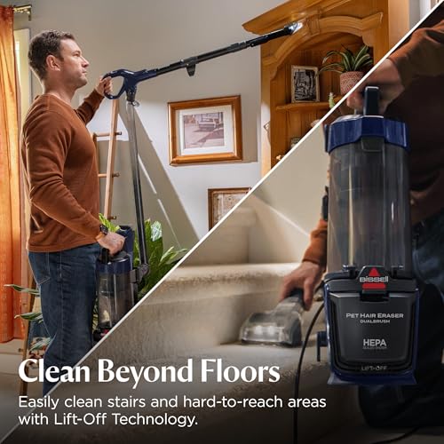 Bissell Pet Hair Eraser DualBrush Upright Vacuum with Two Brush Rolls, DualBrush Self-Cleaning Technology, HEPA Sealed Allergen System, Bright FurFinder Headlights, Lift-Off Pod, 42946 - style: Pet Hair Eraser DualBrush
