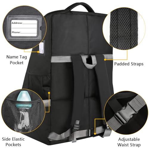 YOREPEK Padded Car Seat Travel Bag Backpack, Toddler Travel Essentials - color: Black