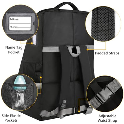 YOREPEK Padded Car Seat Travel Bag Backpack, Toddler Travel Essentials - color: Black