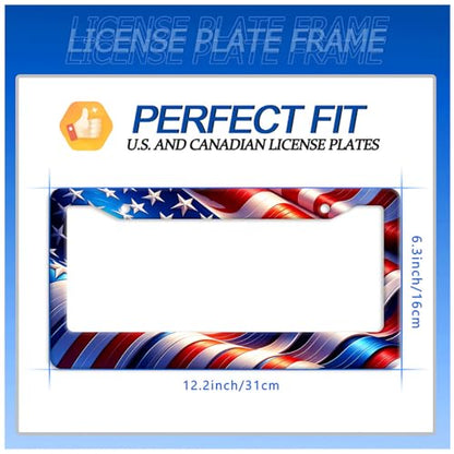 Patriotic American License Plate Frame Stainless Steel Car Accessory 6x12 - color: Watercolor American Flag Pattern