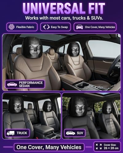 Creative Car Headrest Covers,Ghost Face Headrest Covers,Scary Covers for Cars,Stretchy Seat Headrest Protector,Funny Cover for Auto,Vehicle,Truck,SUV,Washable Elastic Fabric(2pcs-A) - color: 2pcs-A