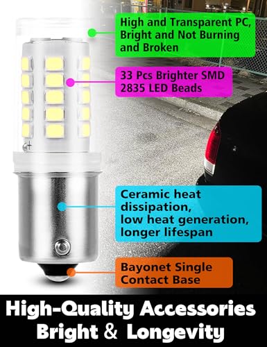 1156 BA15S 1141 LED Bulbs 6000K White, 12-24V 1003 7506 1156A Reverse Bulb - color: 6000K Daylight White, size: Ba15s/1156