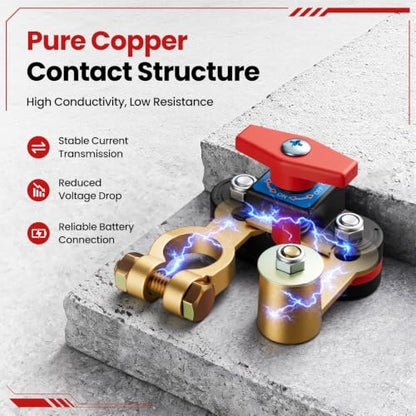 Adjustable Battery Disconnect Switch, Pure Copper, 12V-48V, 2 Pack