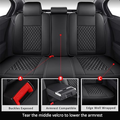 MIROZO Seat Covers Full Coverage,Leather Car Seat Cover for SUV Sedan Truck - color: Black, size: 5PCS Full Set