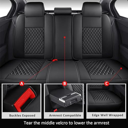 MIROZO Seat Covers Full Coverage,Leather Car Seat Cover for SUV Sedan Truck - color: Black, size: 5PCS Full Set