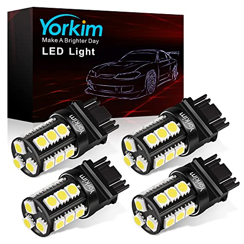 Yorkim 3157 LED Light Bulbs White Super Bright, 3056 3156 3156A 3057 4057 3157 4157 T25 LED Bulbs for Brake Lights, Backup Reverse Lights, Reverse Tail Lights - Pack of 4 - color: White, size: 3157/3156