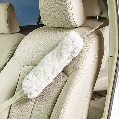 Soft, Comfortable Universal Fitting Genuine Merino Sheepskin Seat Belt Shoulder Cover Pad for Adults, Children, Youth. Multiple Colors Available - Engel (Pearl) - color: pearl