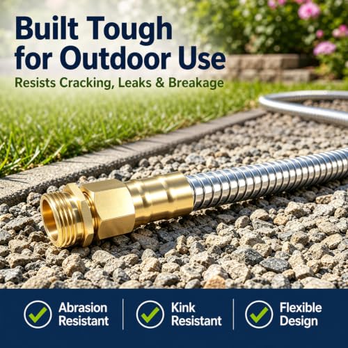 Metal Garden Hose 50 ft – 304 Stainless Steel Water Hose with Nozzle Sprayer, Garden Hoses Flexible, Lightweight, No Kink, Heavy Duty for Outdoor (50 ft) - size: 50 Feet