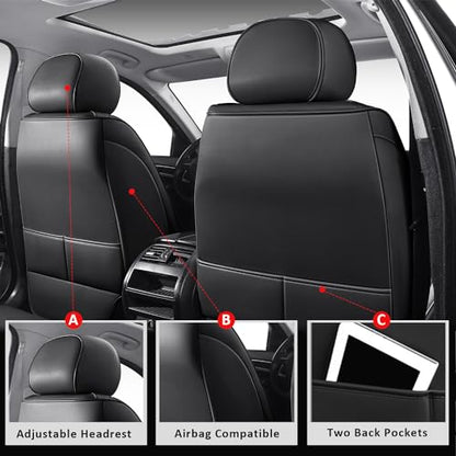 MIROZO 2PCS Front Car Seat Covers Full Coverage Universal Fit Black - color: Black, size: 2CPS Front
