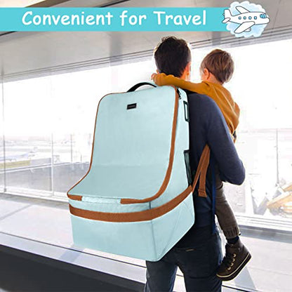 YOREPEK Padded Car Seat Travel Bag for Airplane, Baby Travel Essential - color: Light Cyan