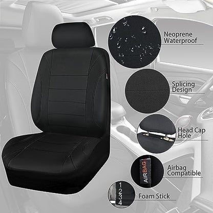 CAR PASS Neoprene EVA Waterproof car seat Covers Front Seats Only, Universal fit for SUV Vehicles Automotive with 5mm Composite EVA Inside,Airbag Compatible (Two Seats, Black and Black) - color: Black And Black