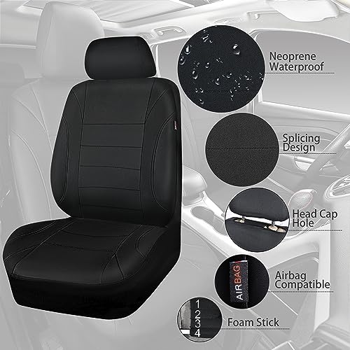 CAR PASS Neoprene Waterproof Seat Covers, Universal Fit Black Full Sets, Protective Interior Covers for Auto SUV, Vans, Sedans, Trucks - color: Black Full Sets
