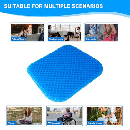 EVEME Gel Seat Cushion for Long Sitting with Non-Slip Cover,Cooling seat Cushion,Breathable Honeycomb Design Absorbs Pressure Points,for Office Chair, Home Car seat,Wheelchair - size: 17" x 15" x 1.2" - Blue