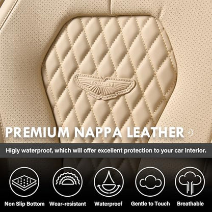 Coverado Automotive Seat Covers, Car Seat Covers Full Set, Beige Car Seat Cover, Car Seat Cushion Waterproof, Front Seats Back Seat Covers, Car Seat Protector Universal Fit Most Cars - color: Beige, size: FullSet