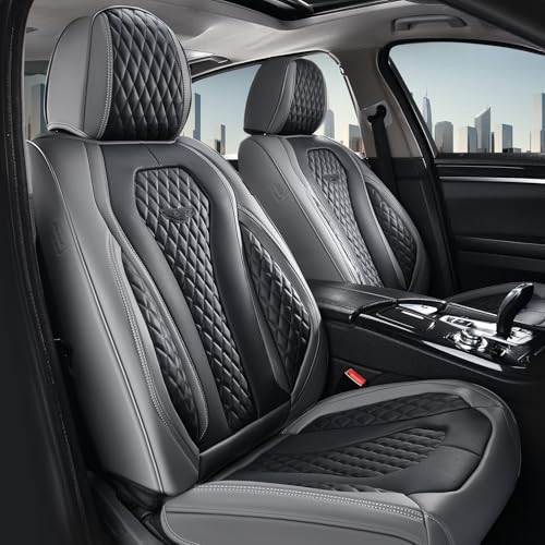 Coverado Car Seat Covers Full Set, Black Seat Covers, Automotive Car Seat Cover, Car Seat Cushion, Car Seat Covers Front Seats Back Seat Covers, Car Seat Protector Universal Fit Most Cars - color: Gray/Black, size: FrontPair