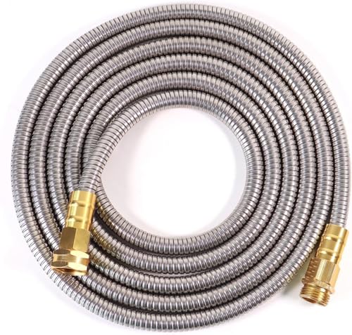 Short Metal Garden Hose 10 ft – 304 Stainless Steel Water Hose Leader, Flexible Hose Extension, Small Lightweight Hose Extender,No Kink Outdoor Hose (10 ft) - size: 10 Feet