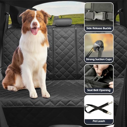 Dog Car Seat Cover for Back Seat with Side Flaps and Door Protector