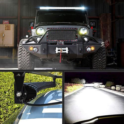 Nilight 54" 312W Curved LED Work Light Spot Flood Combo Bar Driving Fog Lamp off road lights - size: 54Inch Curved 312W Light