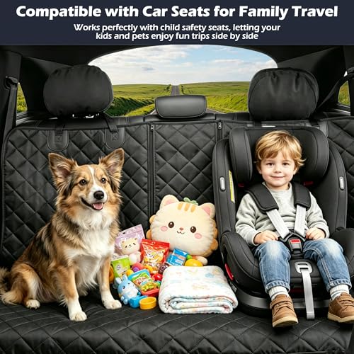 Dog Car Seat Cover for Back Seat with Side Flaps and Door Protector