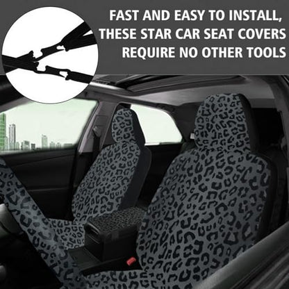 15 Pcs Black Leopard Print Printing Car Steering Wheel Cover Center Console Armrest Pad Headrest Seat Belt Cover Handbrake Cover Keychain Coaster Full Set Car SUV - color: Black