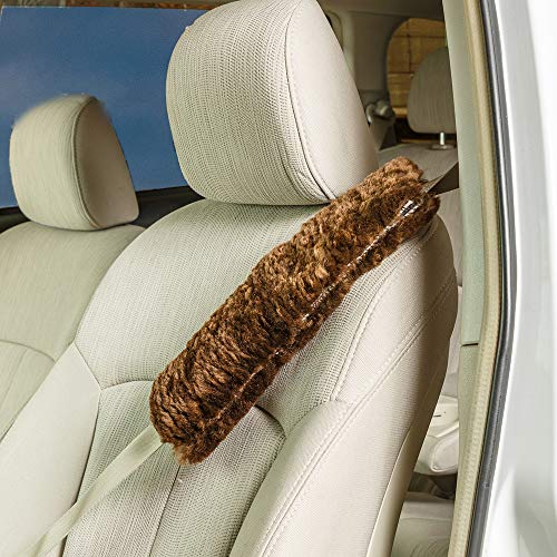 Soft, Comfortable Universal Fitting Genuine Merino Sheepskin Seat Belt Shoulder Cover Pad for Adults, Children, Youth. Multiple Colors Available - Engel (Brown) - color: brown