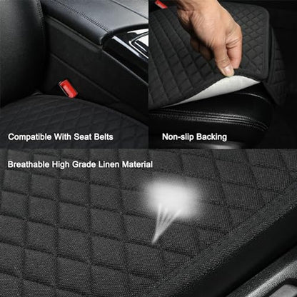 West Llama Linen Car Seat Covers,Bottom Seat Covers for Cars Include 1 Pair Front Driver Seat Pad Mat and 1 Rear Bench Cover Universal Fits 90% Vehicles,SUVs,Cars,Sedans(3Piece-Black) - color: Black, size: 2 Front Seat Covers+1 Rear Bench Seat Cover