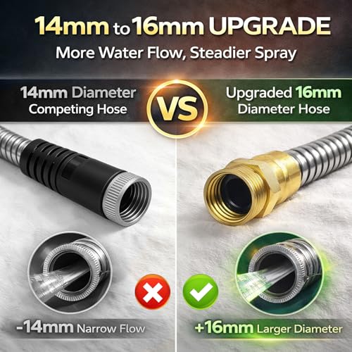 Short Metal Garden Hose 10 ft – 304 Stainless Steel Water Hose Leader, Flexible Hose Extension, Small Lightweight Hose Extender,No Kink Outdoor Hose (10 ft) - size: 10 Feet