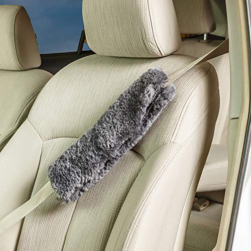 Soft, Comfortable Universal Fitting Genuine Merino Sheepskin Seat Belt Shoulder Cover Pad for Adults, Children, Youth. Multiple Colors Available - Engel (Pewter) - color: pewter