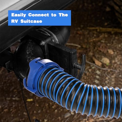 10 FT RV Sewer Hose Kit: Female to Female Heavy Duty Camper Waste Hose with Leak-Proof Swivel Fittings, 90° Clear Elbow, 4-in-1 Adapter, TPE Tech for Crush-Proof and UV-Resistant (Blue) - size: 10FT (Female to Female)