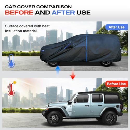 Kayme SUV Car Cover for Jeep Wrangler 4 Door JK JL Unlimited - size: Fit for Jeep Wrangler 4dr