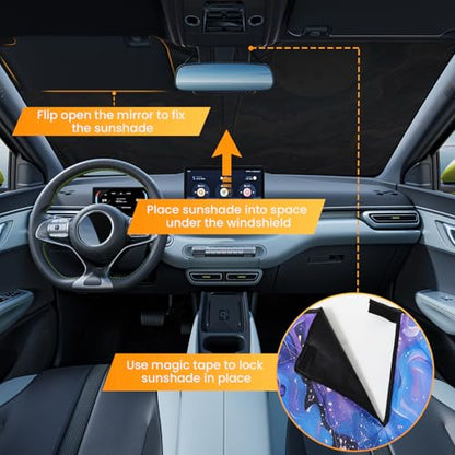 Car Windshield Sun Shade UV Reflector Foldable Front Window SUV - color: Moon(57"x32")