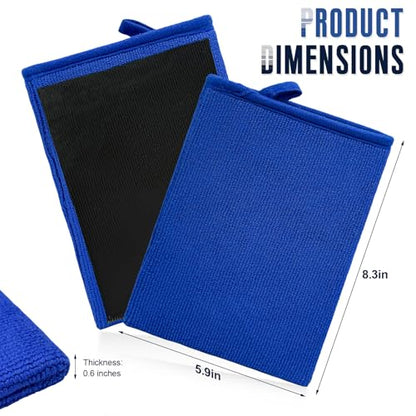 2 PCS Car Clay Mitt, Anti-Scratch Microfiber Auto Detailing and Polishing Clay Towel, Reusable Cleaning Clays Bar Glove for Cars SUVs Motorcycles, Car Accessories (Blue) - color: Blue