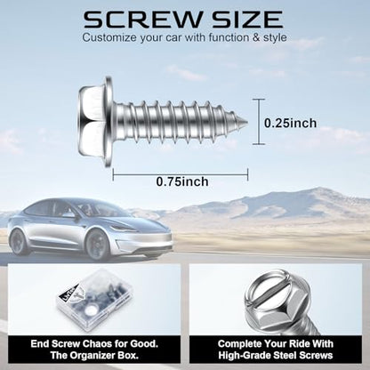 LivTee Rustproof License Plate Screws for Securing License Plates Frames and Covers on Cars and Trucks, 4 Sets Premium Stainless Steel Self Tapping Mounting Bolts, Silver - color: Slotted-Silver, size: 4 Pack