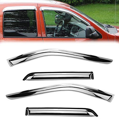 Chrome Window Visors for 2015-2025 Ford F150 Supercrew cab 94975Y - size: 4pcs 15-20 Crew cab(Chrome)
