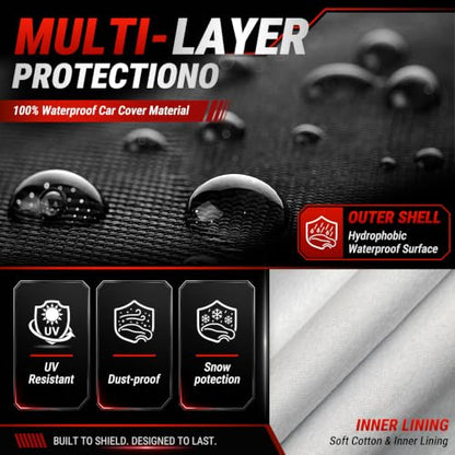 SUV Car Cover Custom Fit Toyota RAV4 (2005-2026), 100% Waterproof All-Weather Car Covers, Outdoor Full Exterior Cover with Winter, Sun, Rain and UV Protection with Windshield Sun Shade - size: Custom fit Toyota RAV4
