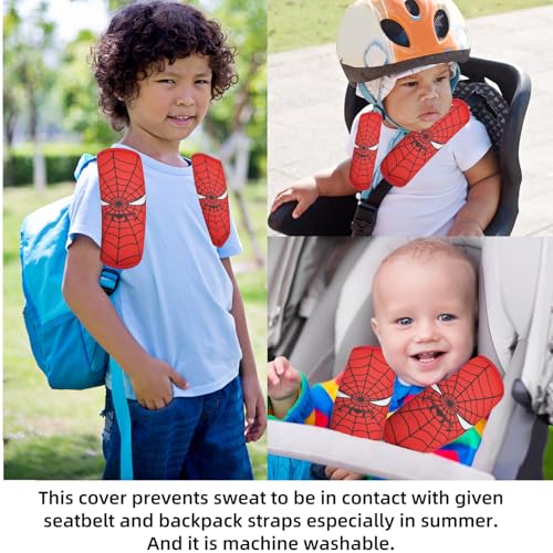 Seat Belt Cover for Kids, Seat Belt Pad for Boys Girls, Car Seat Straps Shoulder Pads for Kids, Kid's Seat Belt Cushion, Shoulder Strap Pad, 1 Piece （Spider Hero） - color: SPIDER HERO