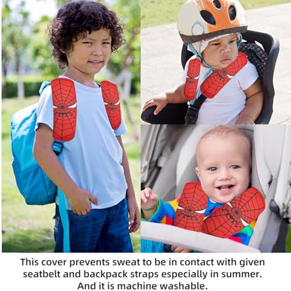 Seat Belt Cover for Kids, Seat Belt Pad for Boys Girls, Car Seat Straps Shoulder Pads for Kids, Kid's Seat Belt Cushion, Shoulder Strap Pad, 1 Piece （Spider Hero） - color: SPIDER HERO