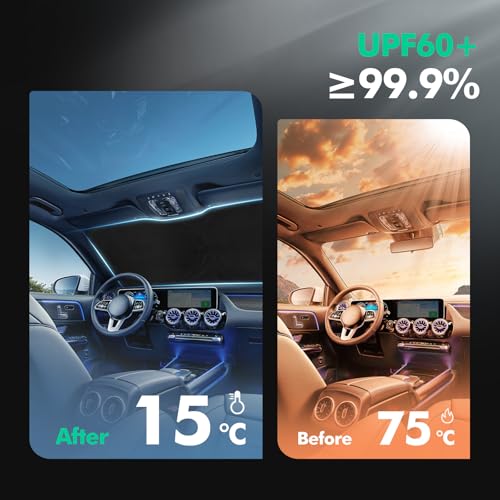 SCITOO 63 x 33.8 inches Sun Shade Sunshade Windshield Cover Front Window Shade Custom fit for Toyota for Chevrolet for GMC 1995-2000 Upgraded Summer Shade Blocks UV Rays Car Accessories