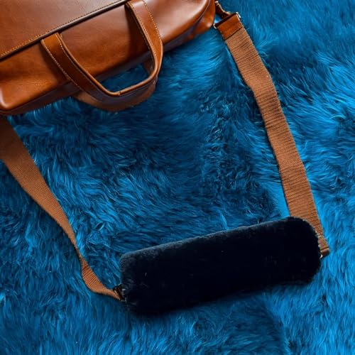 AOGELAN 2 Pack Black Fluffy Fuzzy Genuine Sheepskin Car Seat Belt Cover Pad, Seatbelt Cushion for Soft Auto Lambswool Shoulder Strap Cushion Adults (2, Black) - color: Black