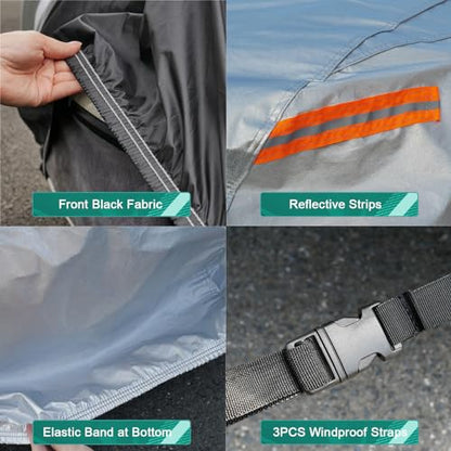 GUNHYI Hatchback Car Cover Waterproof All Weather, 6 Layers Heavy Duty Full Exterior Cover Universal fit vw Golf, Honda Fit, Kia Soul, Toyota Matrix, Nissan Leaf etc. Size H1 (See Size Chart) - color: Silver, size: H1