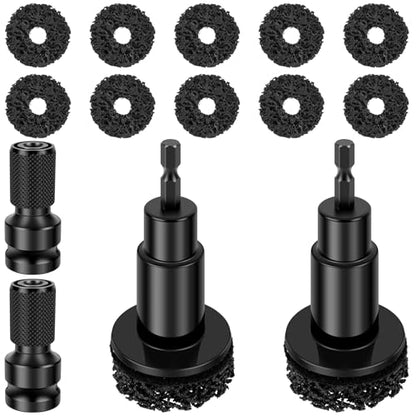 2 Set Wheel Hub Cleaning Tool, Rust Removal Kit for Brake Rotor & Wheel Studs, Wheel Hub Resurfacing Kit with 10 Grinding Pads, Fits 1/2" Impact Wrench & Drill, Car Maintenance Tool