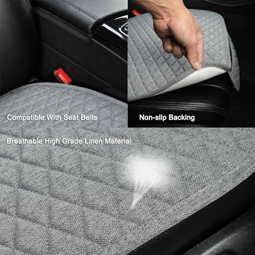 West Llama Linen Car Seat Covers,Bottom Seat Covers for Cars Include 1 Pair Front Driver Seat Pad Mat and 1 Rear Bench Cover Universal Fits 90% Vehicles,SUVs,Cars,Sedans(3Piece-Gray) - color: Gray, size: 2 Front Seat Covers+1 Rear Bench Seat Cover