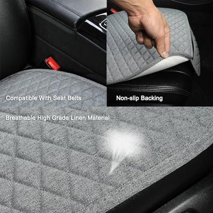 West Llama Linen Car Seat Covers,Bottom Seat Covers for Cars Include 1 Pair Front Driver Seat Pad Mat and 1 Rear Bench Cover Universal Fits 90% Vehicles,SUVs,Cars,Sedans(3Piece-Gray) - color: Gray, size: 2 Front Seat Covers+1 Rear Bench Seat Cover