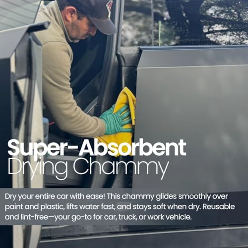 Shammy Cloth for Car Drying – XL 29x23.6 Soft Synthetic Chamois | Super Absorbent, Lint-Free, Machine Washable, Streak-Free | Reusable Commercial Grade Car Drying Shammy for Cars, Trucks, Boats & Home