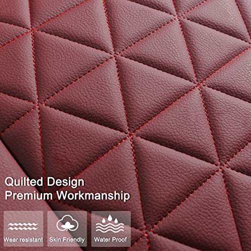 Black Panther Luxury PU Leather Rear Car Seat Cover Adjustable Length (49-55'') Back Seat Protector Fits 90% Vehicles (Sedan SUV Truck), for Seat Bottom Only,Triangle Quilting Design,Burgundy - color: Rear Burgundy