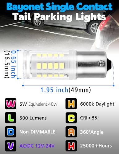 1156 BA15S 1141 LED Bulbs 6000K White, 12-24V 1003 7506 1156A Reverse Bulb - color: 6000K Daylight White, size: Ba15s/1156