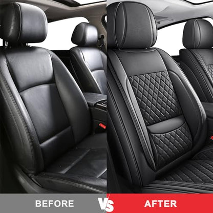 MIROZO 2PCS Front Car Seat Covers Full Coverage Universal Fit Black - color: Black, size: 2CPS Front